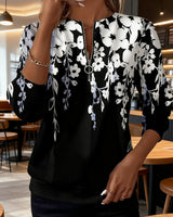 Daphne | Floral Zip-Neck Top