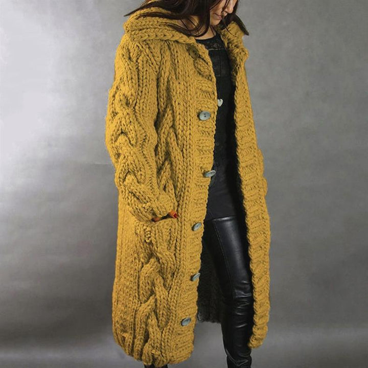 Nina | Chunky Cable-Knit Hooded Cardigan