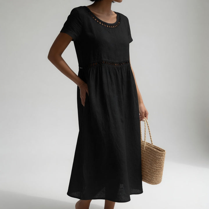 Juliet | Eyelet Trim Midi Dress