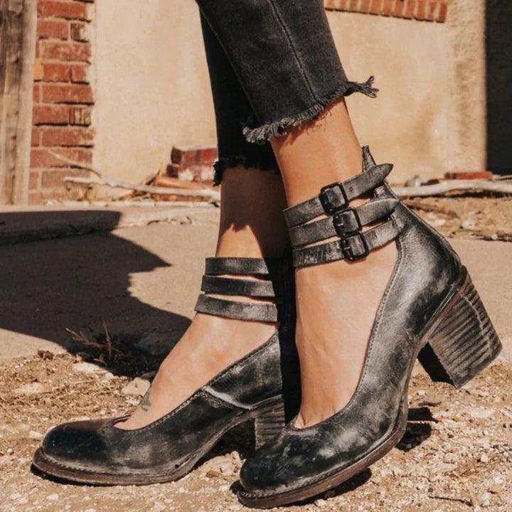 Estella | Buckled Block-Heel Ankle Boots