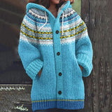 Adele | Hooded Patterned Knit Cardigan