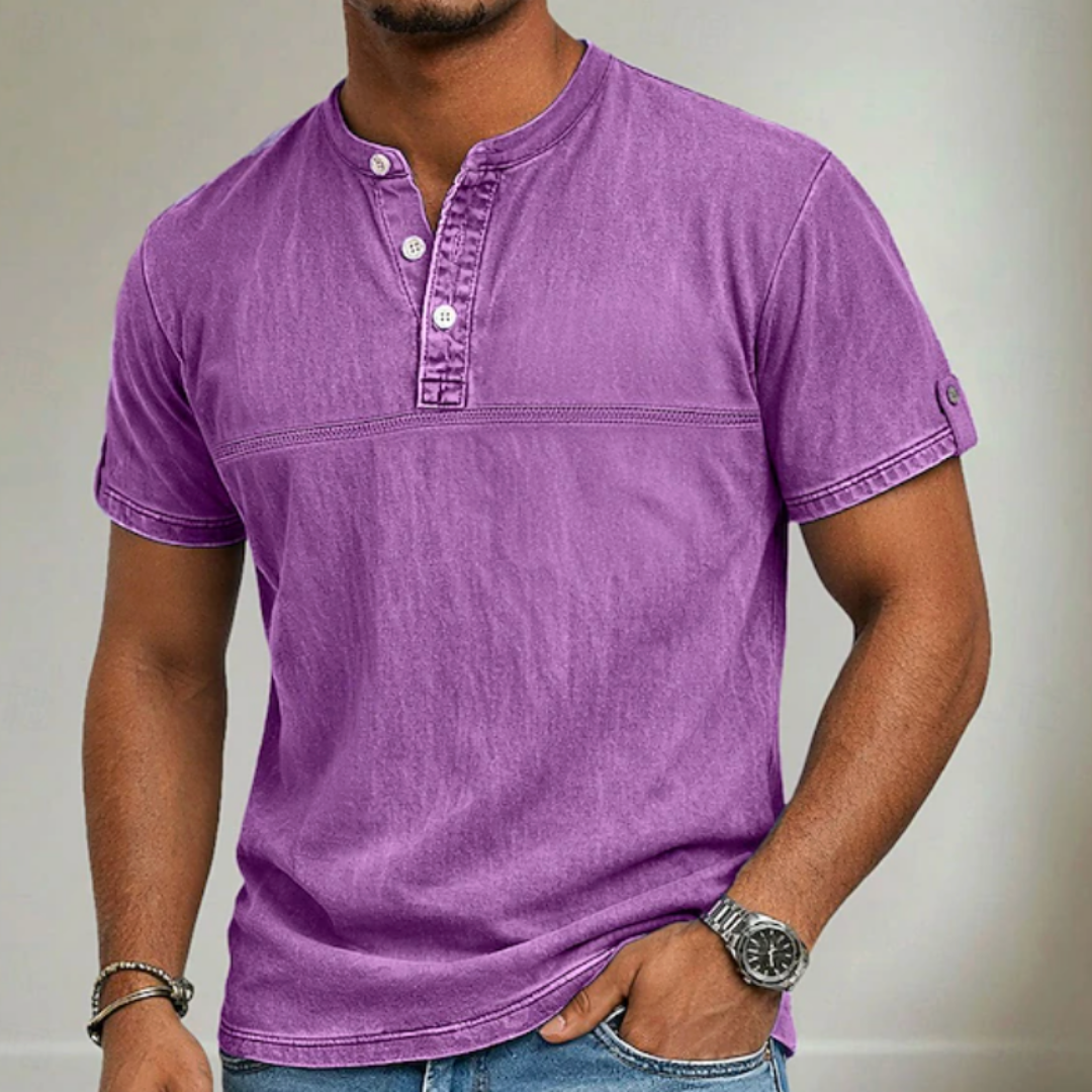 Elliott | Stand-Collar Short-Sleeve Henley
