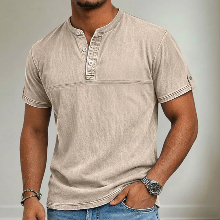 Elliott | Stand-Collar Short-Sleeve Henley