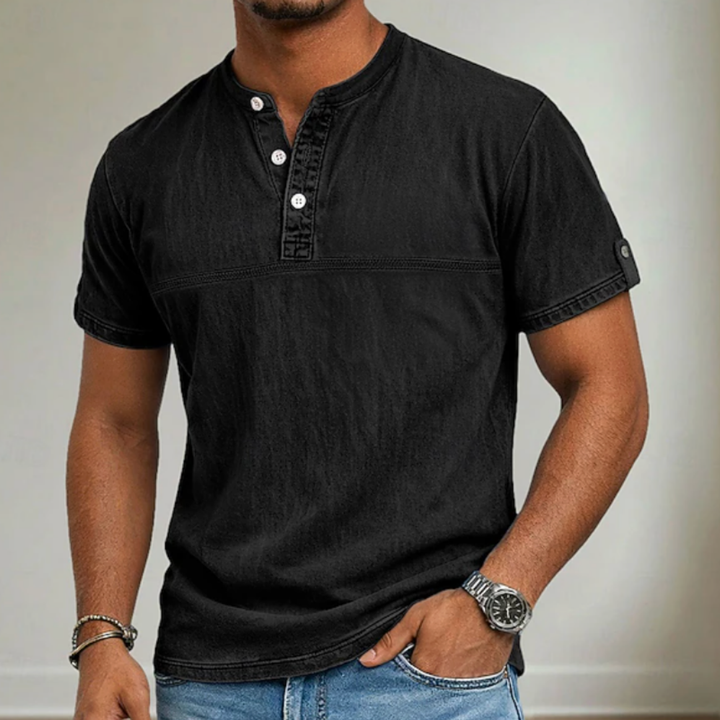 Elliott | Stand-Collar Short-Sleeve Henley