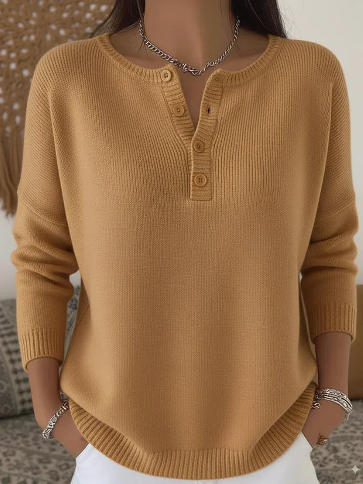 Bridget | Soft Henley Button Knit Sweater