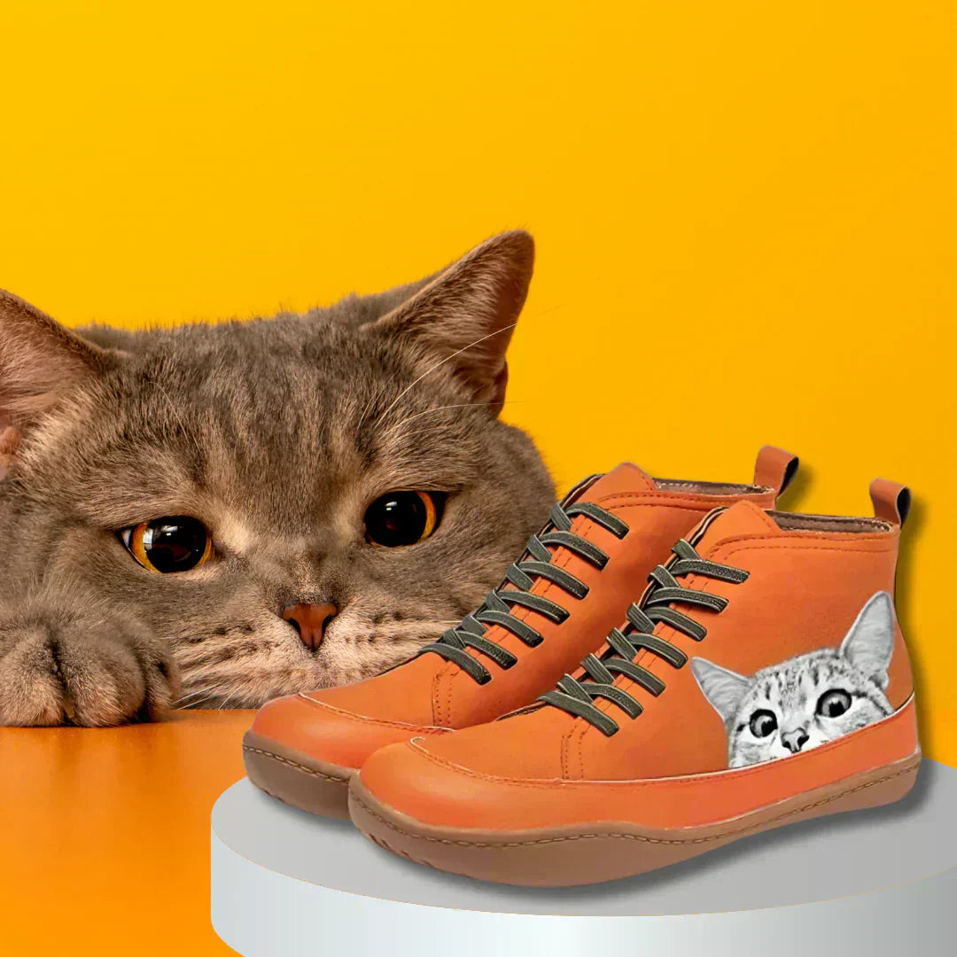 Sylvie | Cat-Print High-Top Sneakers