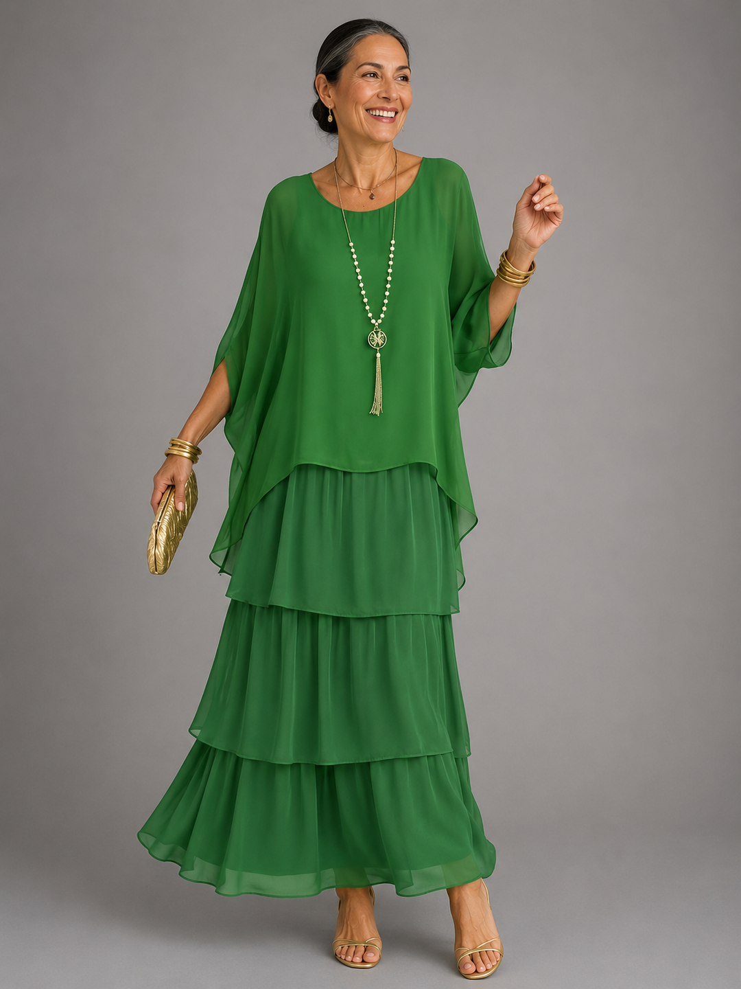 Vivian | Tiered Overlay Maxi Dress