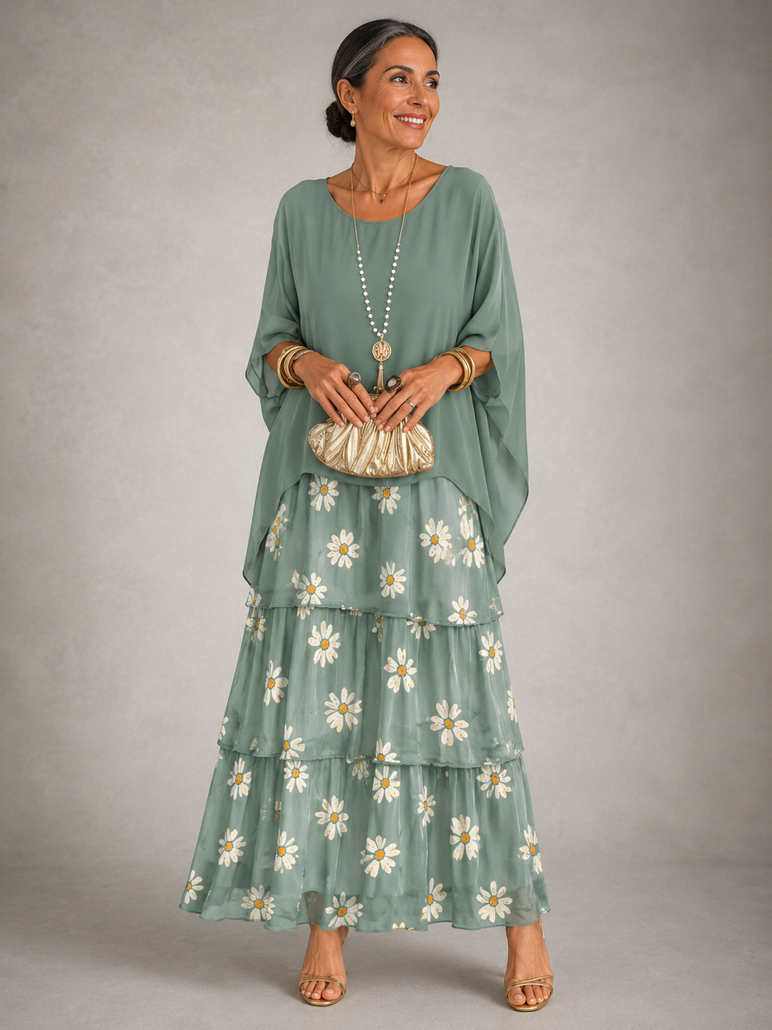 Vivian | Tiered Overlay Maxi Dress
