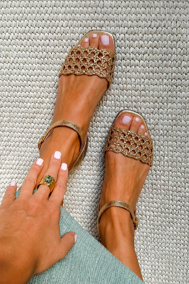 Josette | Woven Strap Flat Sandals