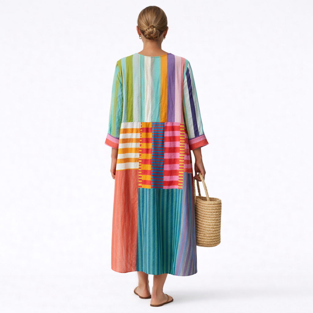 Lucia | Striped V-Neck Maxi Dress
