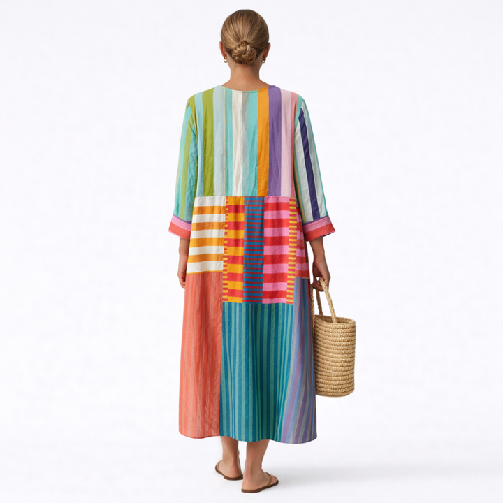 Lucia | Striped V-Neck Maxi Dress