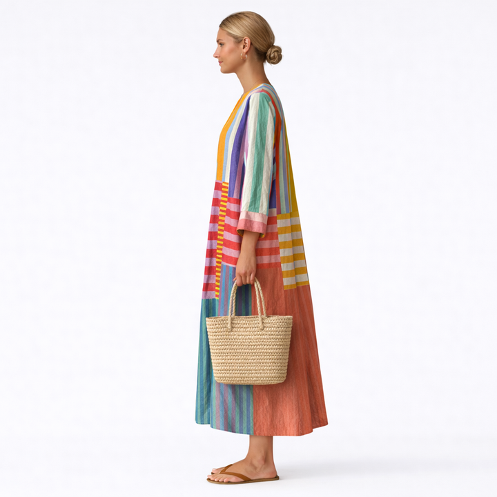 Lucia | Striped V-Neck Maxi Dress