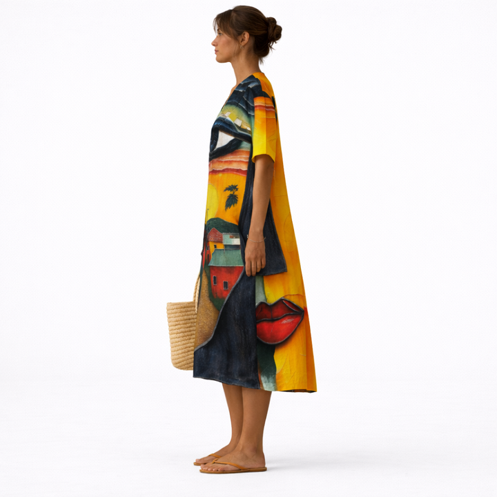 Loretta | Artful Print Midi Dress