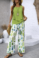 Lauren | Watercolour Wide-Leg Two-Piece Set
