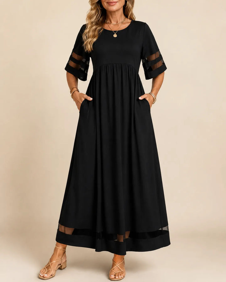 Belinda | Flowing Sheer-Trim Maxi Dress
