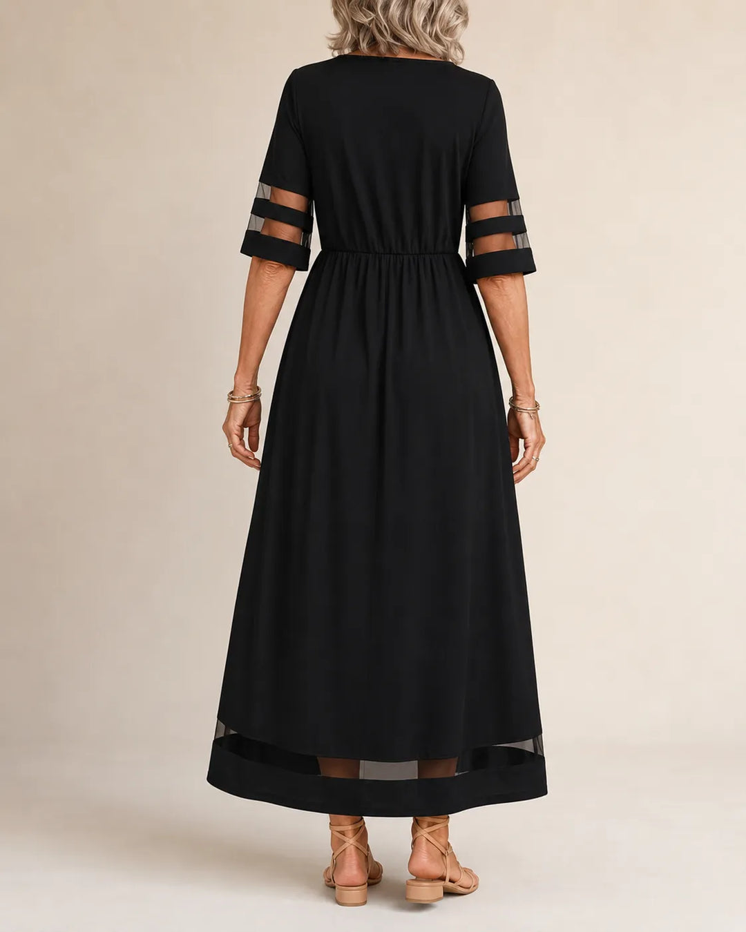 Belinda | Flowing Sheer-Trim Maxi Dress