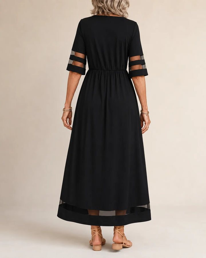Belinda | Flowing Sheer-Trim Maxi Dress