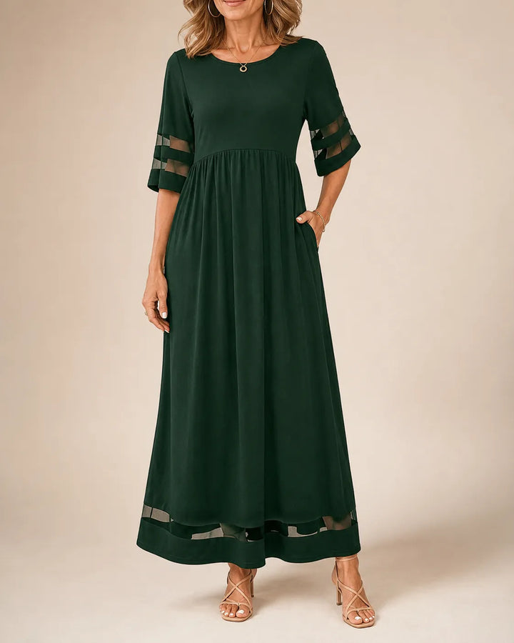 Belinda | Flowing Sheer-Trim Maxi Dress