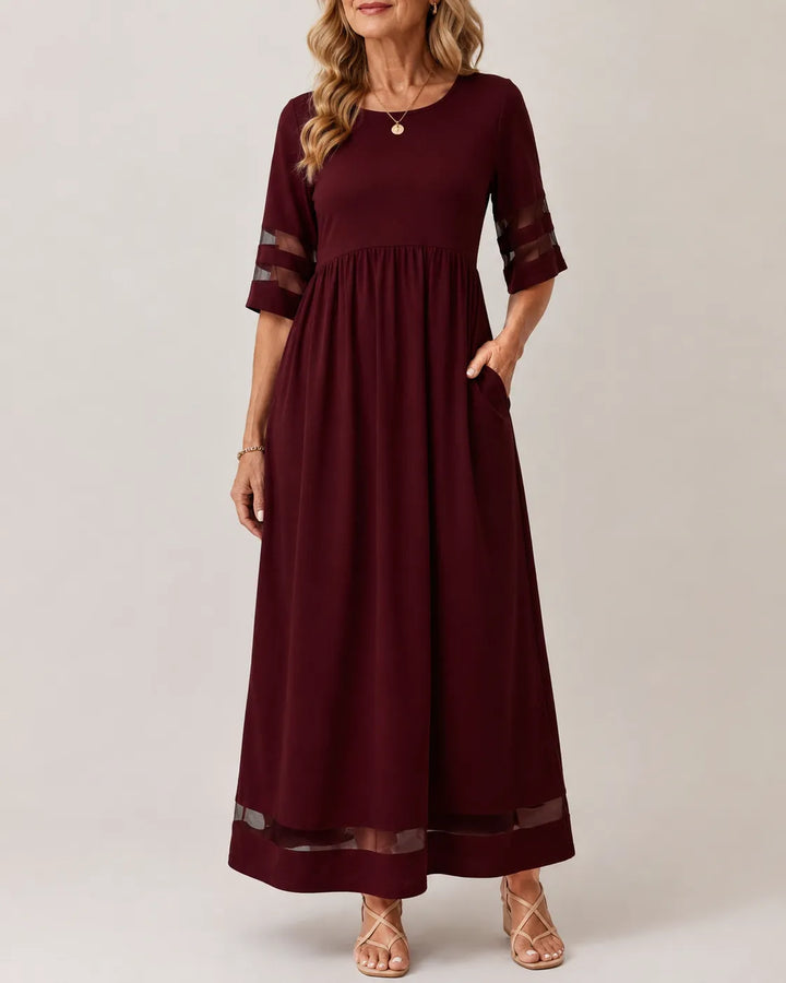 Belinda | Flowing Sheer-Trim Maxi Dress