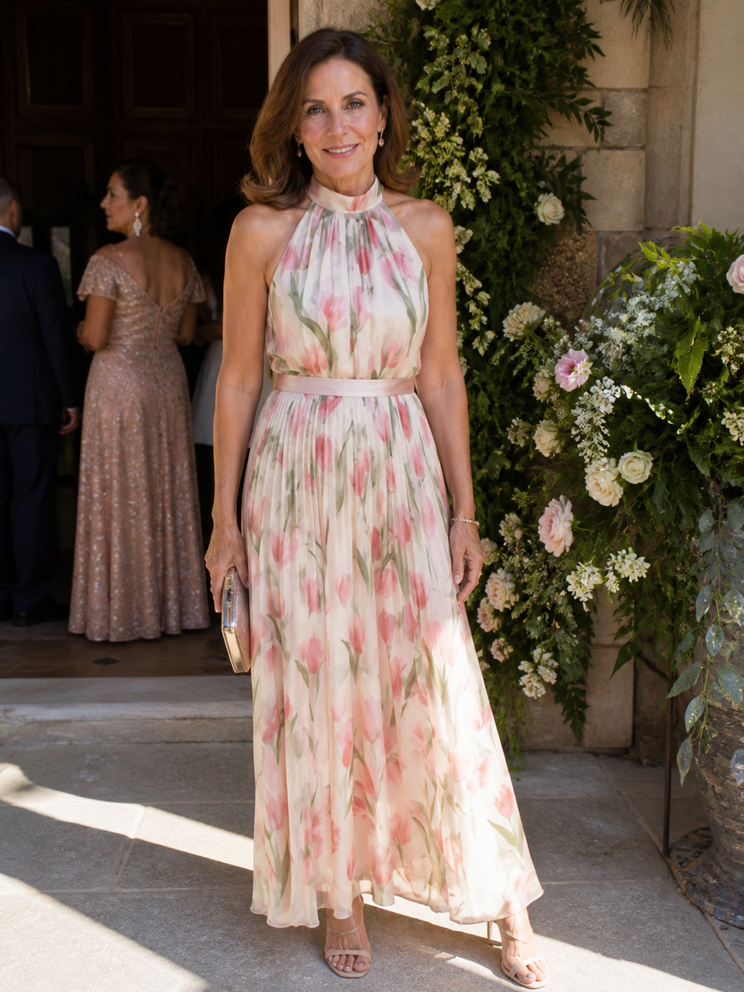 Juliana | Halter Neck Floral Midi Dress