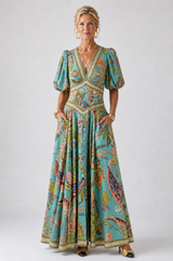 Cynthia | Flowing Puff-Sleeve Maxi Dress