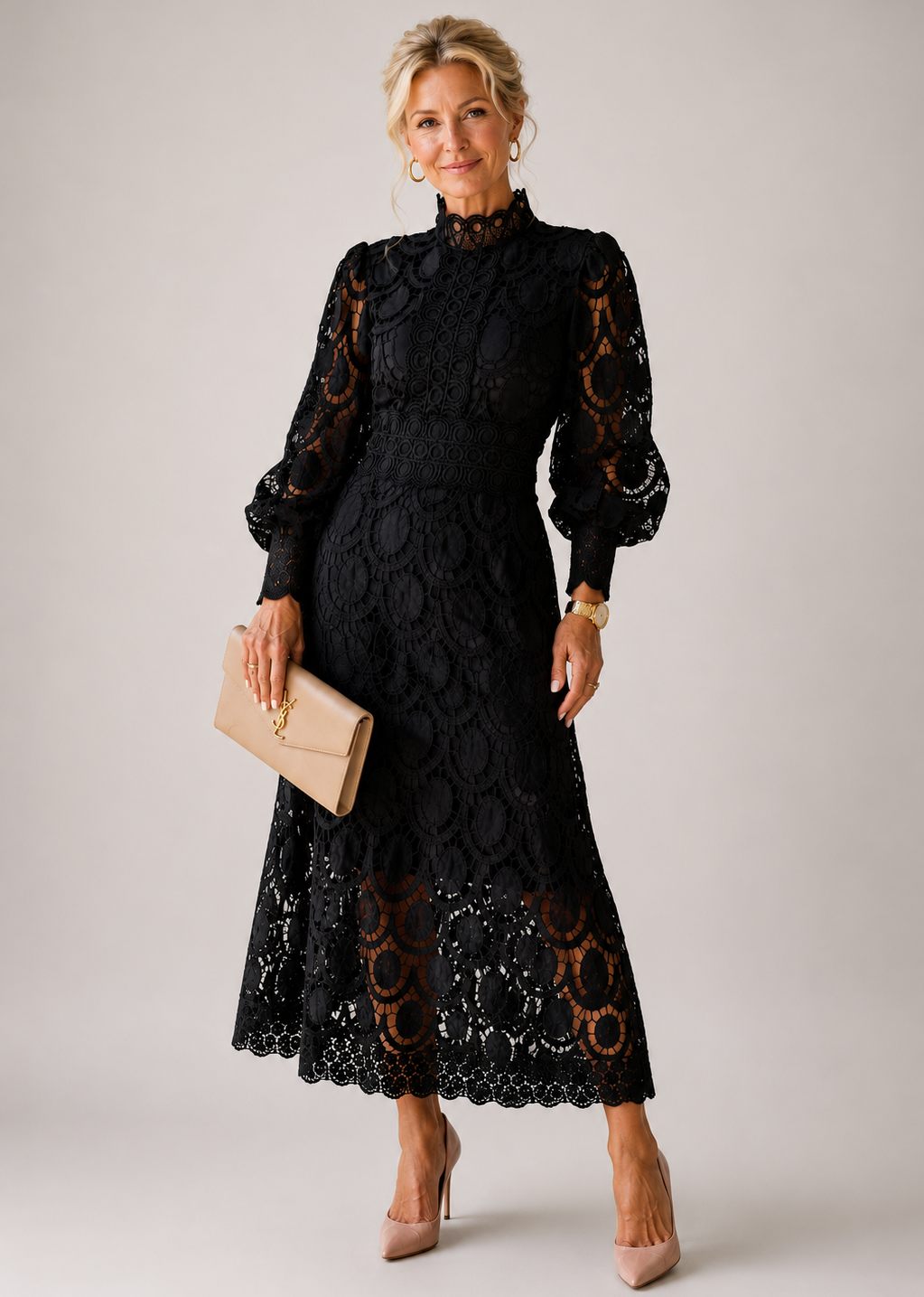 Camille | Scalloped Lace Midi Dress