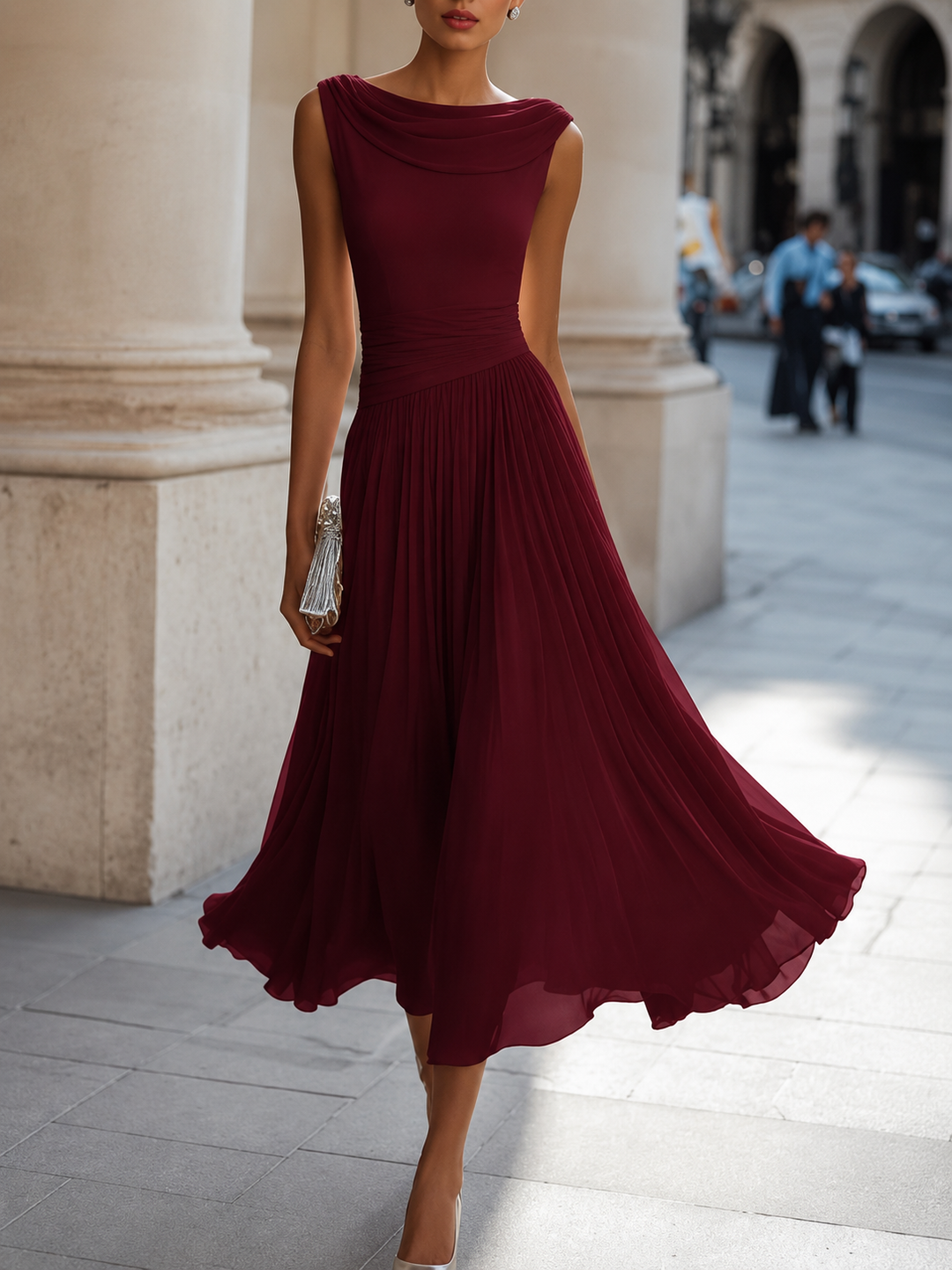 Claire | Pleated Flowing Midi Dress