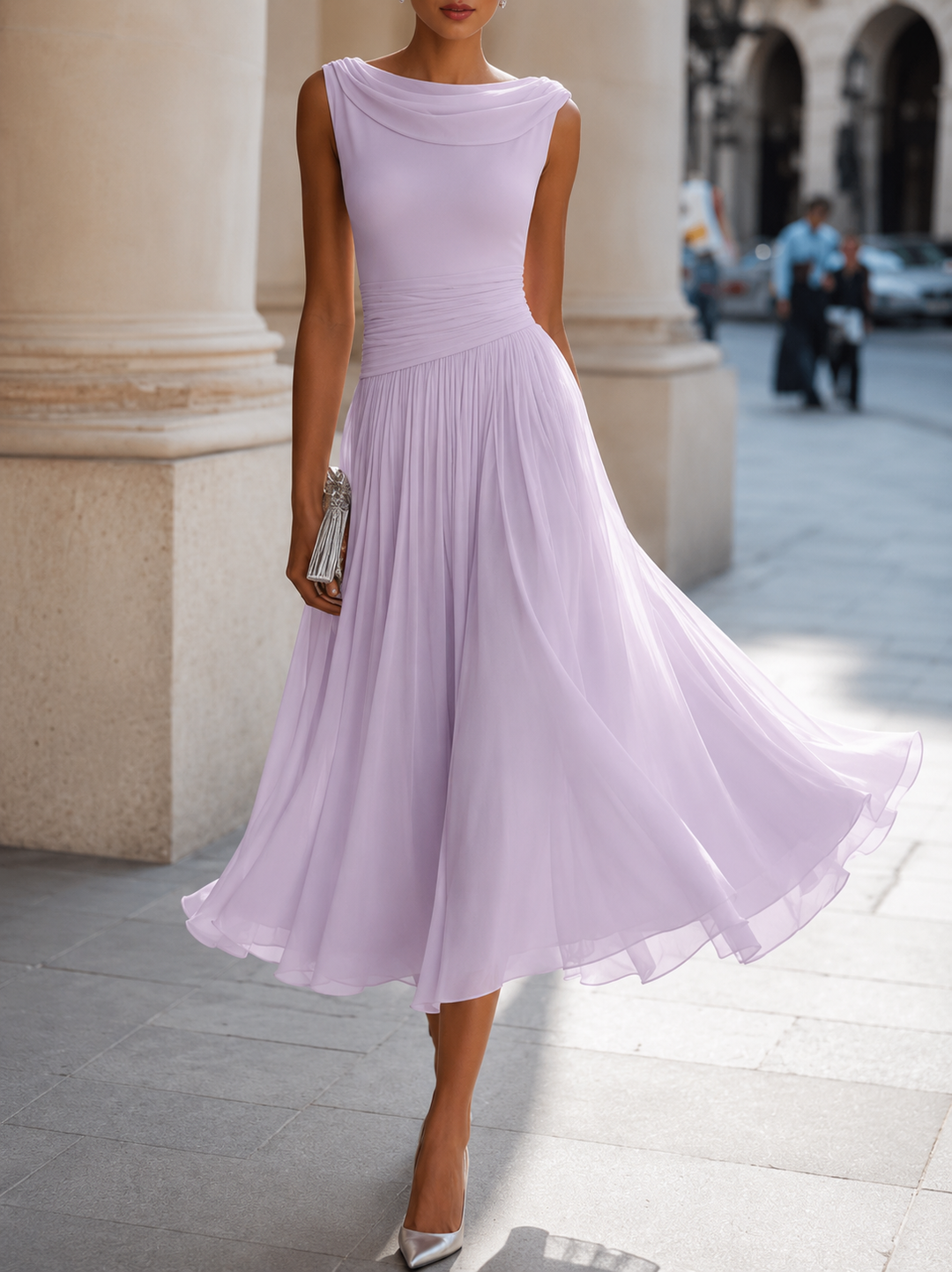 Claire | Pleated Flowing Midi Dress