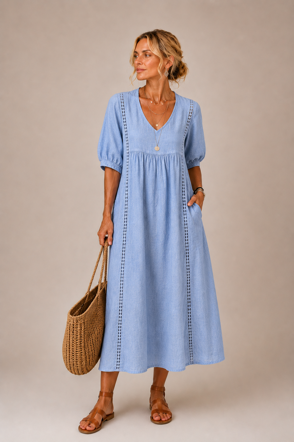 Cosette | Lace-Trimmed Midi Dress