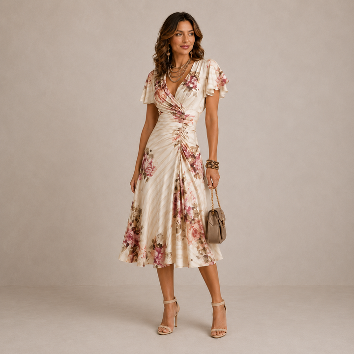 Katrina | Floral Pleated Midi Dress