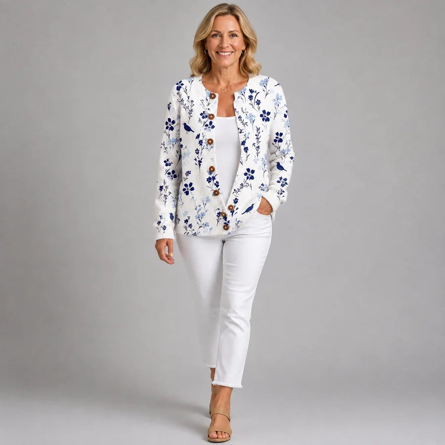 Bethan | Botanical Print Cardigan