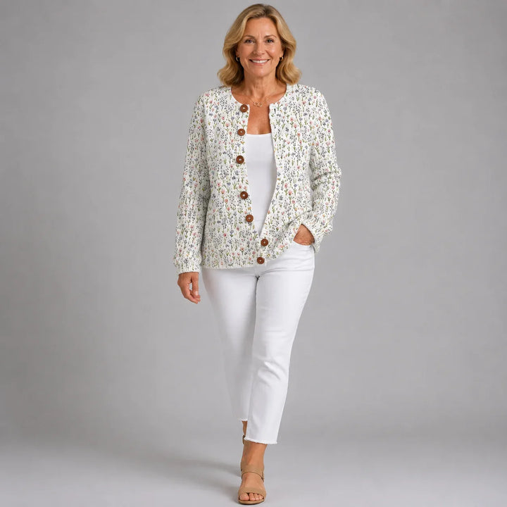 Marigold | Meadow-Print Buttoned Cardigan