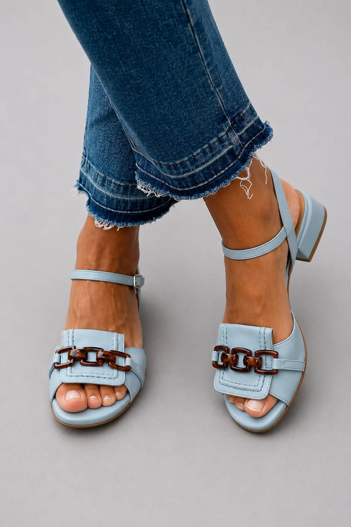 Renée | Chain-Detail Block Heel Sandals