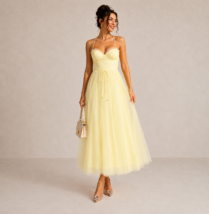 Emmalyn | Corset-Waist Midi Dress