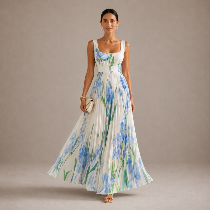 Ariadne | Floral Pleated Maxi Dress