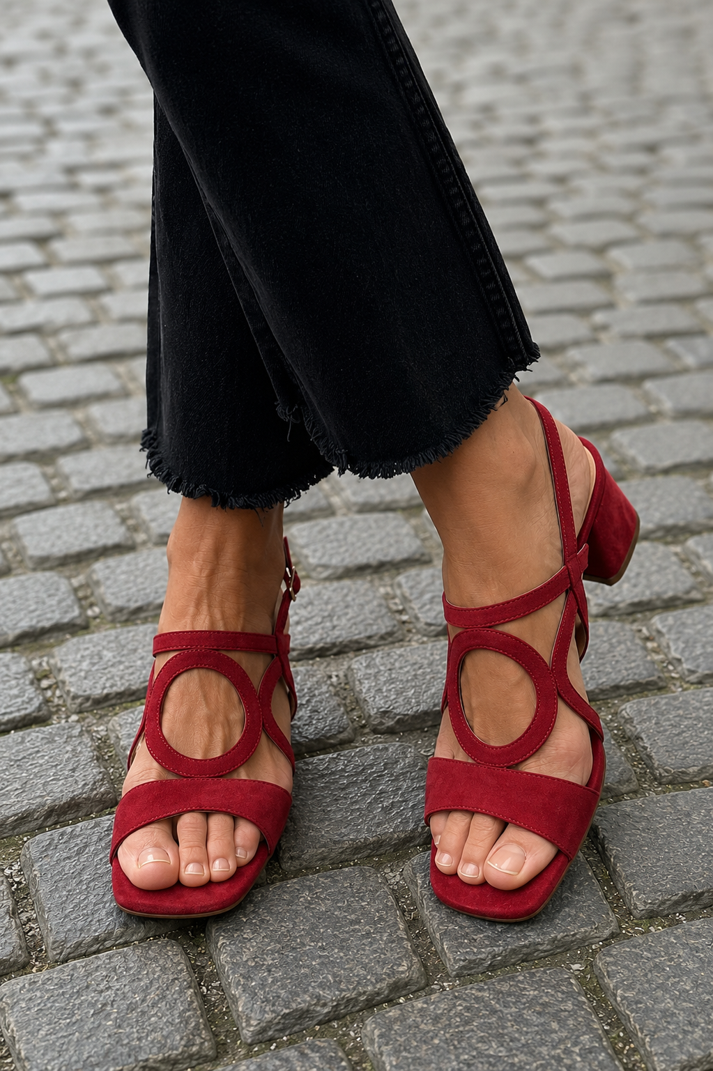 Gwendolyn | Circle-Strap Heeled Sandals