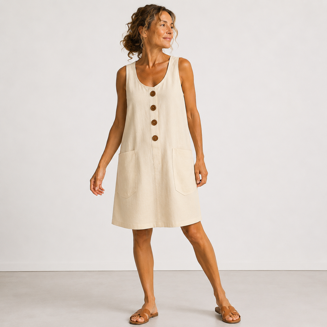 ODALIE | Sleeveless Button-Front Mini Dress with Pockets