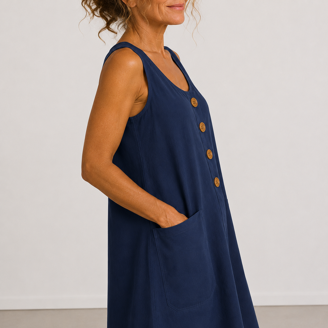 ODALIE | Sleeveless Button-Front Mini Dress with Pockets