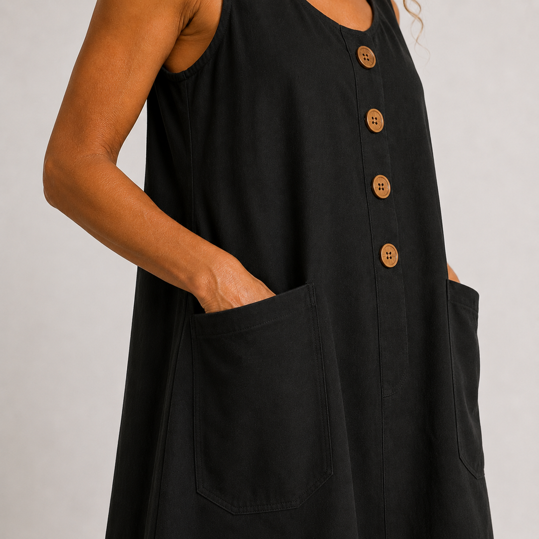 ODALIE | Sleeveless Button-Front Mini Dress with Pockets