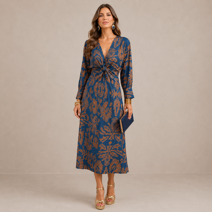 Larissa | V-Neck Twist-Waist Midi Dress