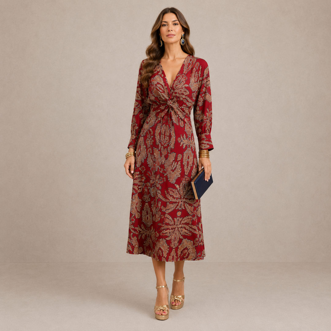 Larissa | V-Neck Twist-Waist Midi Dress