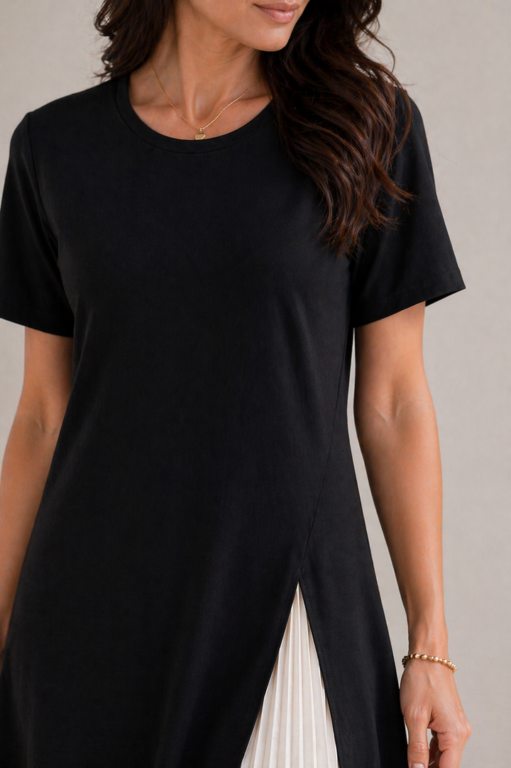Milena | Pleated Panel Midi Dress