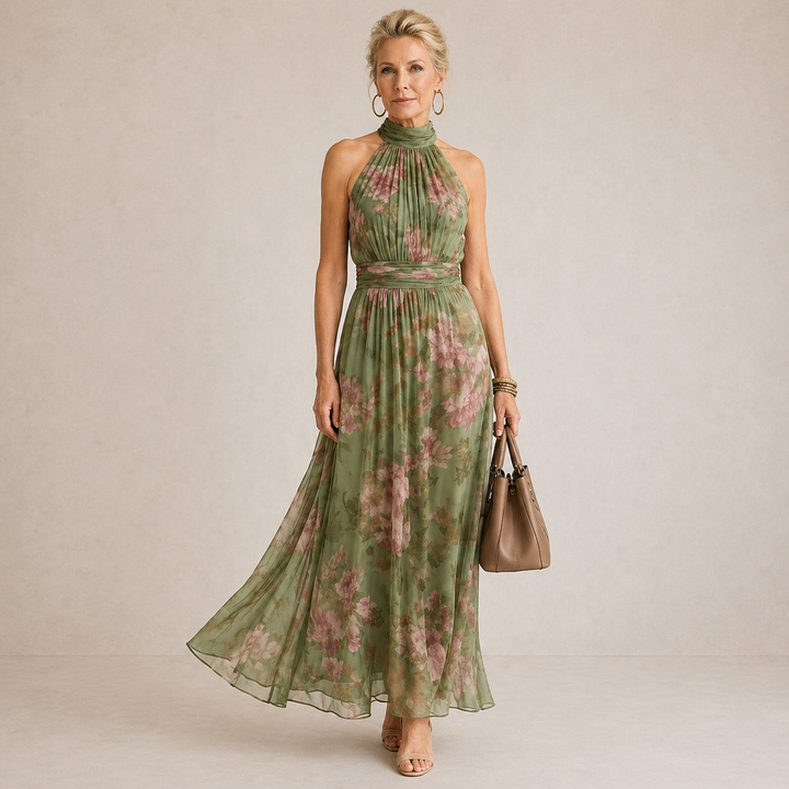 Lucia | Floral Halter Maxi Dress