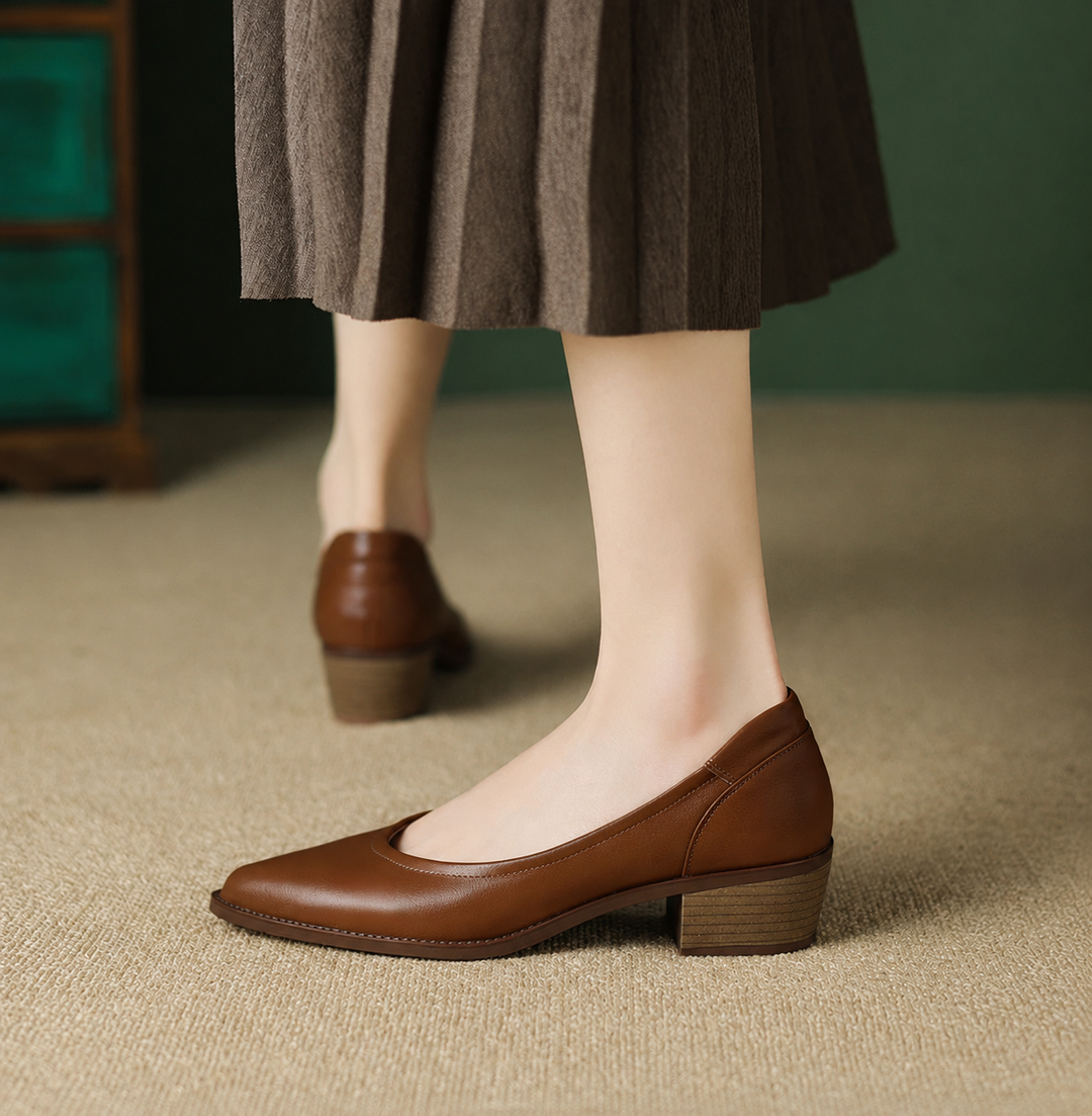 Astrid | Refined Pointed-Toe Block Heel Pumps