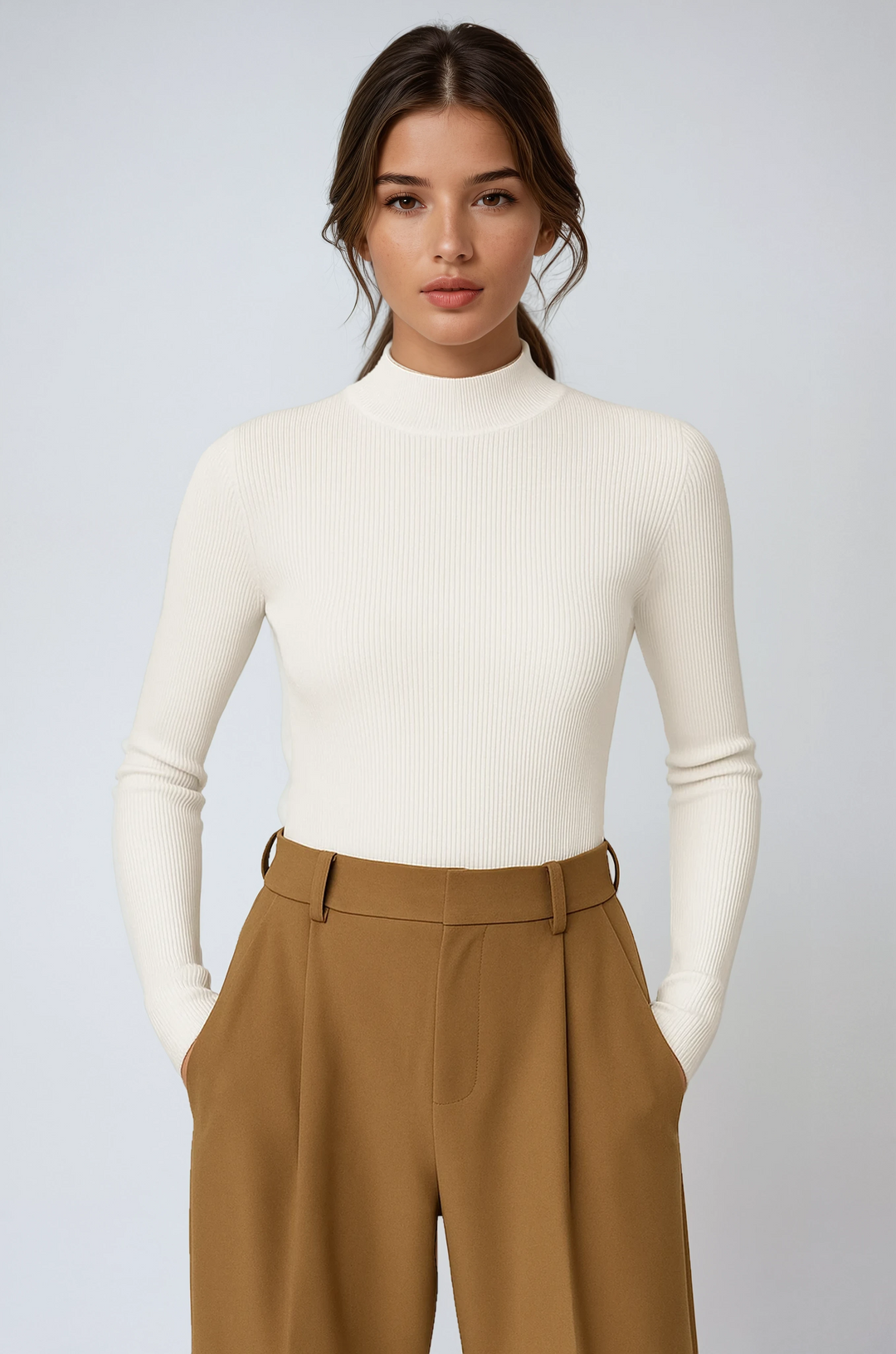 Celia | Ribbed High-Neck Top