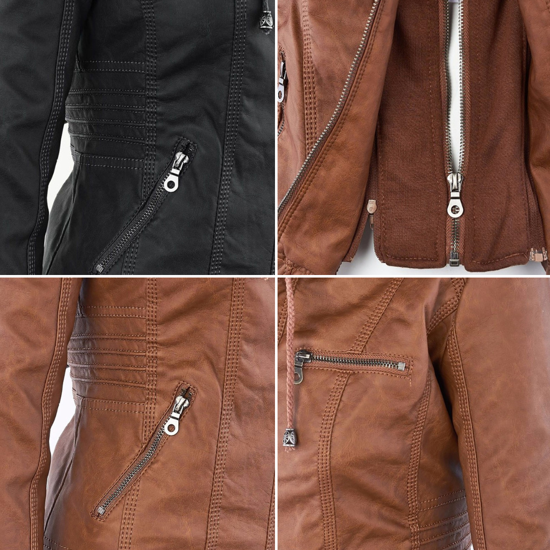 Cosima | Hooded Zip-Up Moto Jacket
