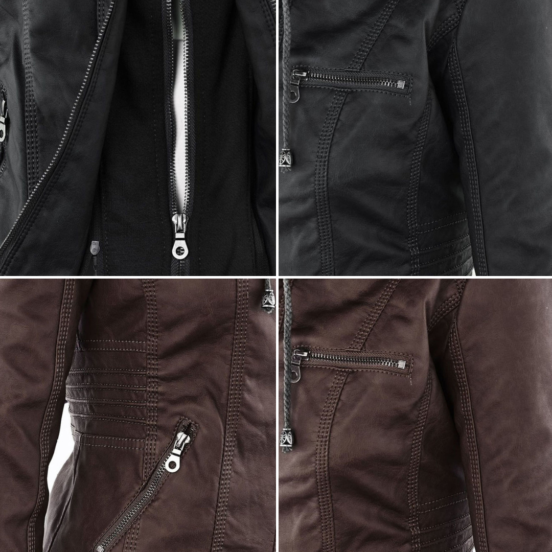 Cosima | Hooded Zip-Up Moto Jacket