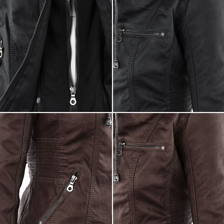 Cosima | Hooded Zip-Up Moto Jacket