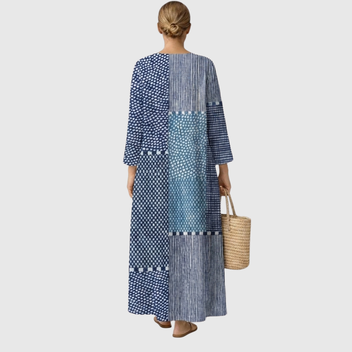 Sofia | Mixed-Print Midi Dress