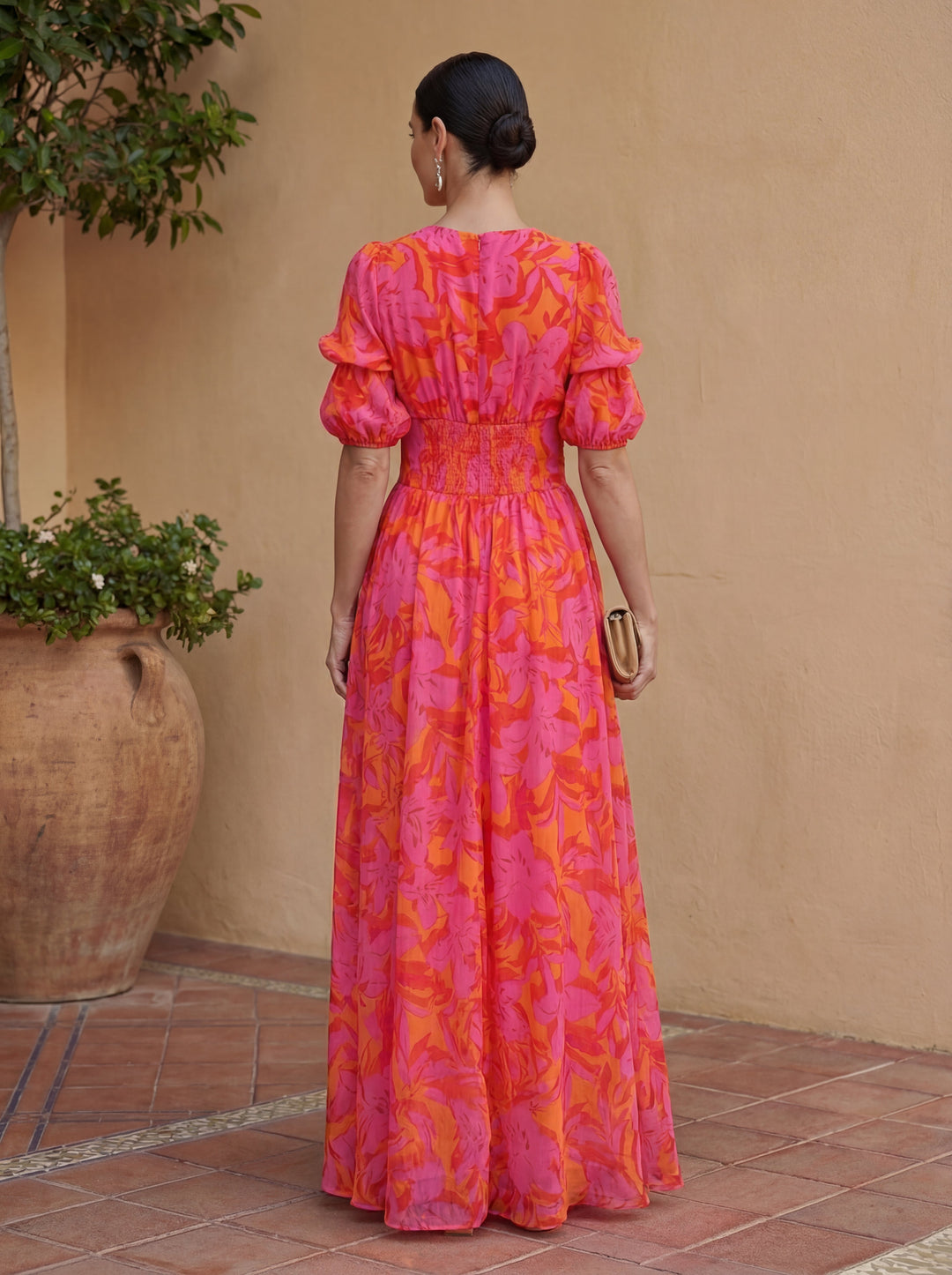 Helene | Floral Puff-Sleeve Maxi Dress